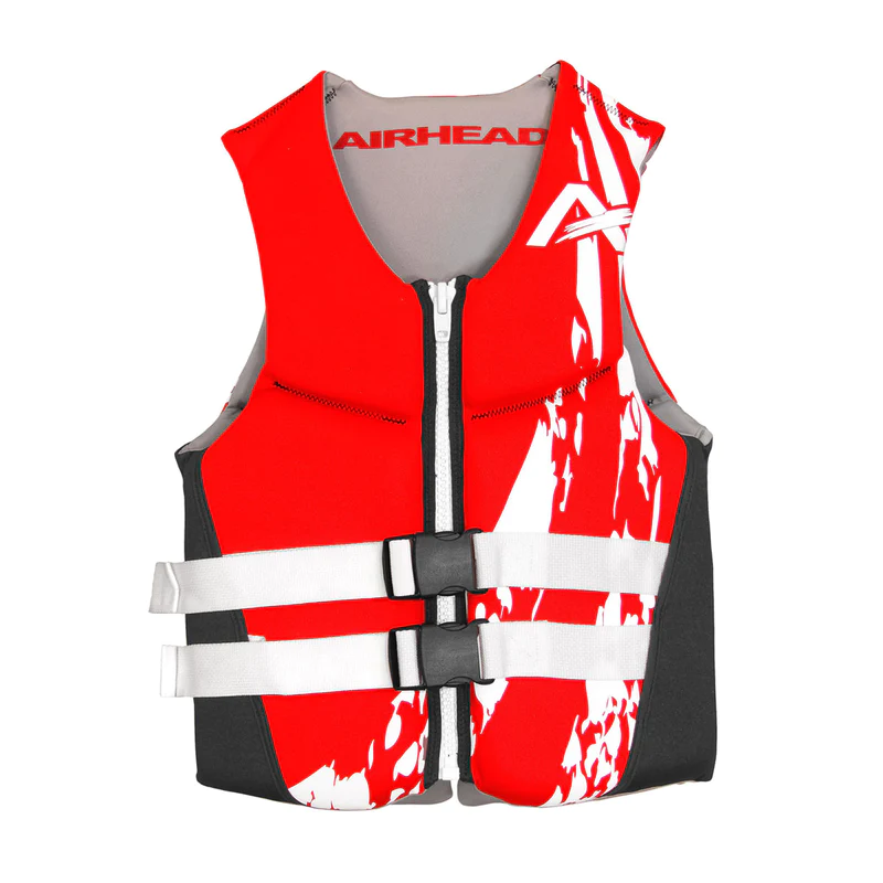 Airhead Adult Swoosh Kwik-Dry Neolite Life Vest 2 Airhead Swoosh Neolite Kwik-Dry Adult Life Vest Front (Red)